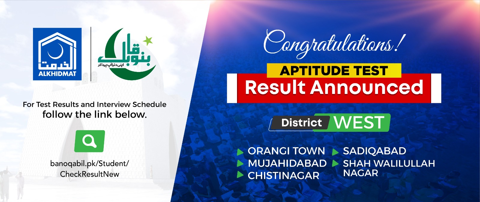 BanoQabil Aptitude Test Result - West